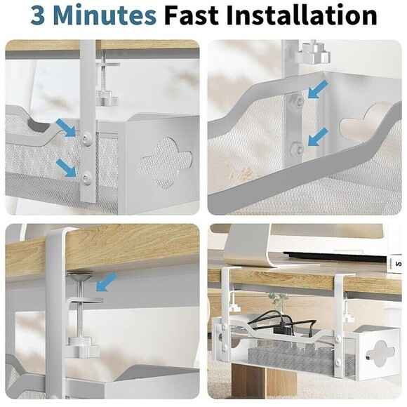 Under Desk Cable Management Tray Computer Cord Organizer for Offices and Homes - Picture 7 of 7